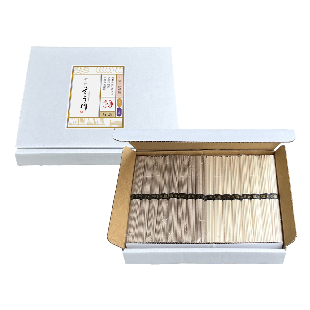 【再販】徳用白箱そう川特選熊本そば&うどんセット(つゆなし/16食入)の商品イメージ