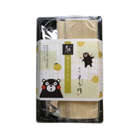 柚子そうめん（つゆ付き/2食入）くまモンパッケージの商品イメージ
