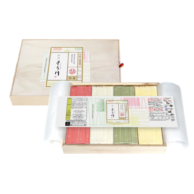 【そうめん祭り】木箱くまもと彩そうめんセット 12袋（つゆなし/12食入）の商品イメージ